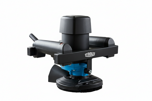 Black and blue sander with 'Tyrolit' branding on a white background